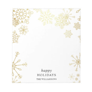 Modern Gold Snowflakes Weihnachts-Party Notizblock