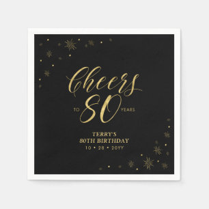 Modern Gold Sparkle & Cheers 80. Geburtstagsparty Serviette