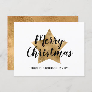 Modern Gold Star Frohe Weihnachten Postkarte