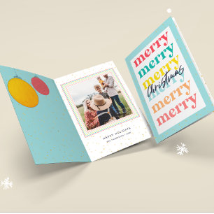 Modern Gold Stars Blue Christmas Balls Ein Foto Karte