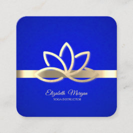 Modern Gold Streifen, Gold Lotus Royal Blue Quadratische Visitenkarte