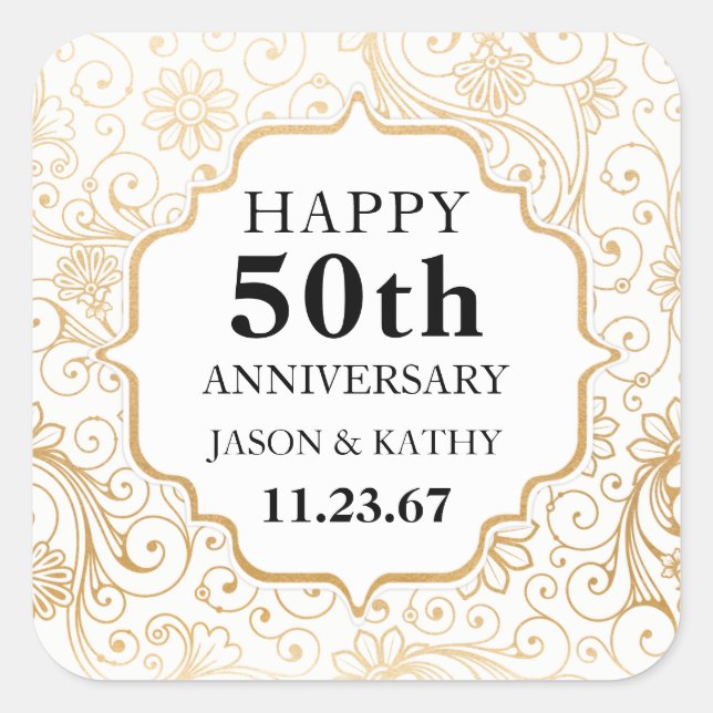 Modern Gold Swirl Gastgeschenk Aufkleber (Vorderseite)