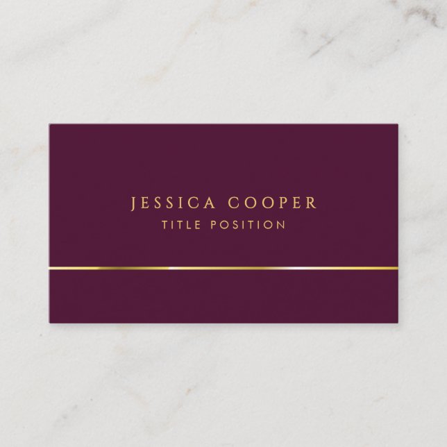 Modern Gold und Bordeaux Farbe Wein Visitenkarte (Vorderseite)