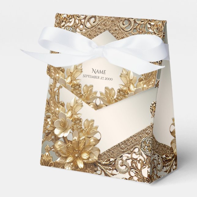 Modern Gold Verziert Floral Fevor Box Geschenkschachtel (Vorderseite)