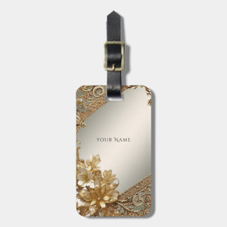 Modern Gold Verziert Floral Luggage Tag Gepäckanhänger