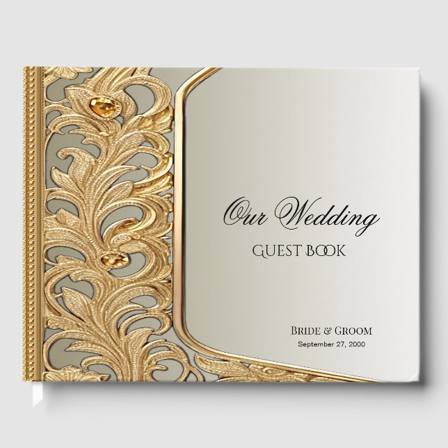 Modern Gold Verziert Guest Book Gästebuch (Vorderseite)