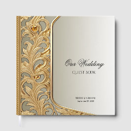 Modern Gold Verziert Guest Book Gästebuch