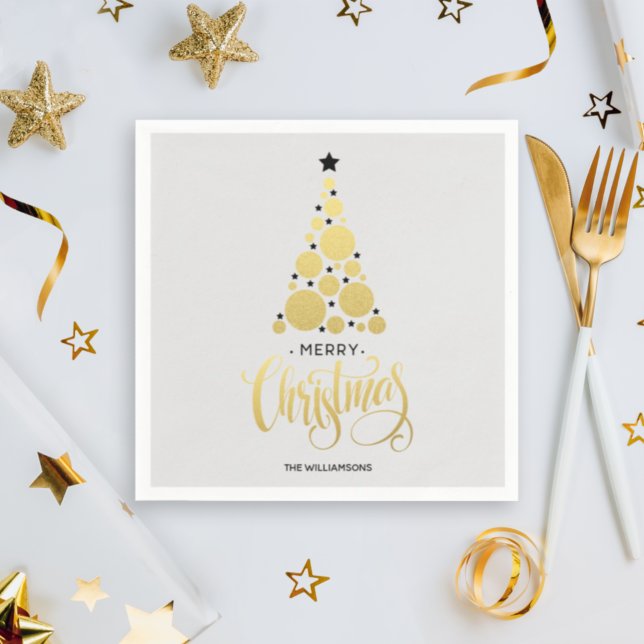 Modern Gold Weihnachtsbaum Holiday Napkins Serviette (Von Creator hochgeladen)
