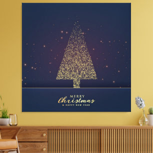 Modern Gold Weihnachtsbaum Leinwanddruck