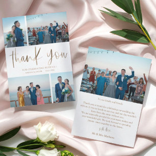 Modern Gold & White 4 Foto Vielen Dank für Ihre Ho Dankeskarte