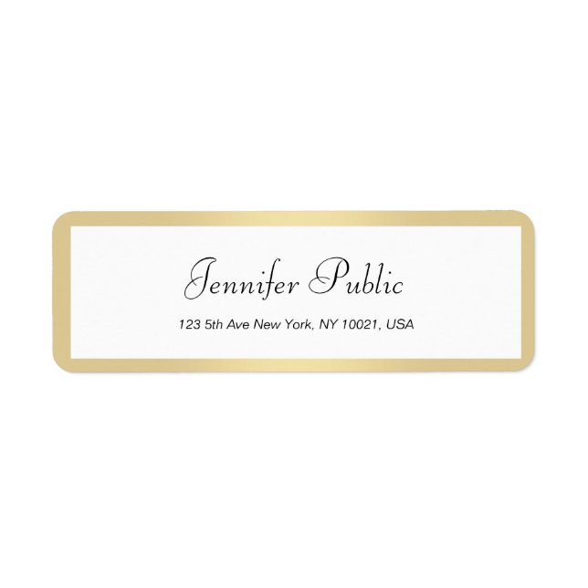 Modern Gold White Elegant Handgeschriebener Name E (Vorne)