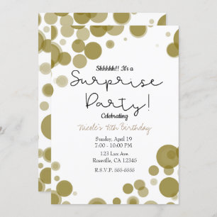 Modern Gold White Polka Dot Bubbles Party Einladung