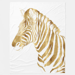 Modern Gold White Zebra Animal Safari Design Fleecedecke
