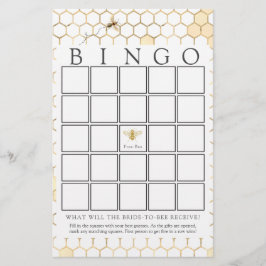 Modern Golden Bee Bridal Bingo Game Card