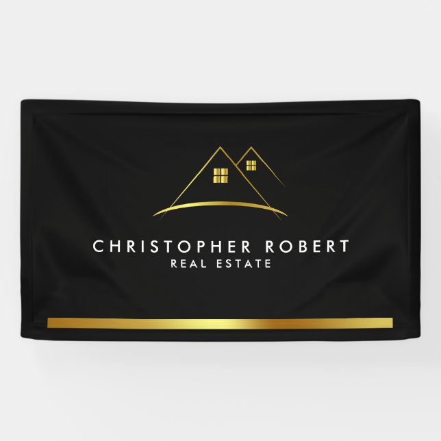 Modern Golden House Logo Real Anwesen Banner (Horizontal)