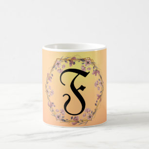 Modern Goldene Sonnenuntergänge Blume Monogramm Na Kaffeetasse