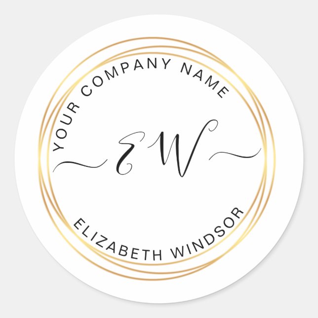 Modern goldfarbenes Monogramm-Logo Runder Aufkleber (Vorderseite)