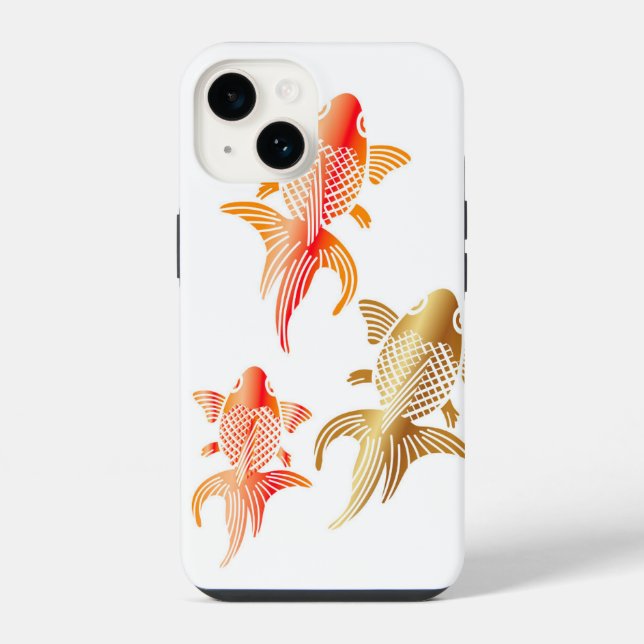 Modern Goldfish White iPhone 14 Hüllen Hülle (Rückseite)