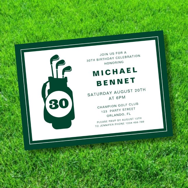 Modern Golf 30. Geburtstag Einladung (Modern Golf 30th Birthday Invitation)