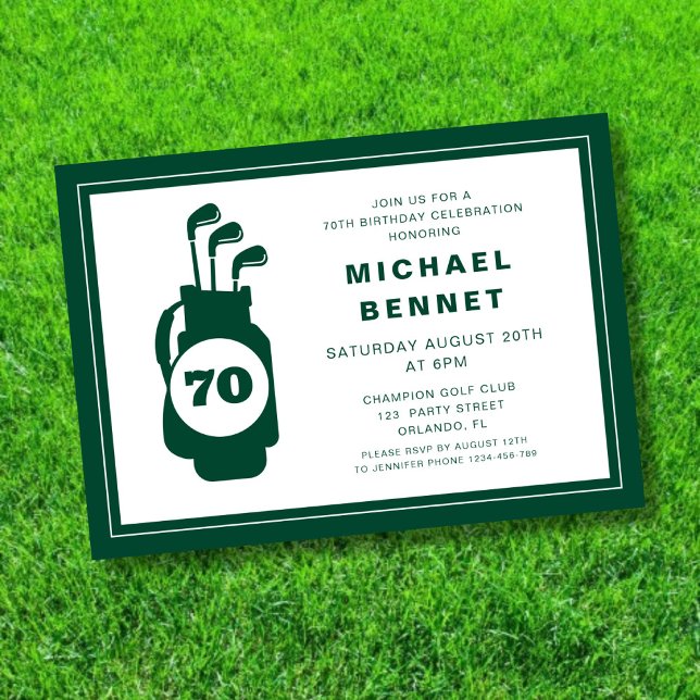 Modern Golf 70th Birthday Einladung (Modern Golf 70th Birthday Invitation)