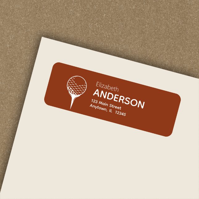 Modern Golf Ball & Tee Terracotta Return Address (Von Creator hochgeladen)