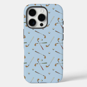 Modern Golf Golfer Club Ball Muster Blau iPhone 16 Pro Hülle