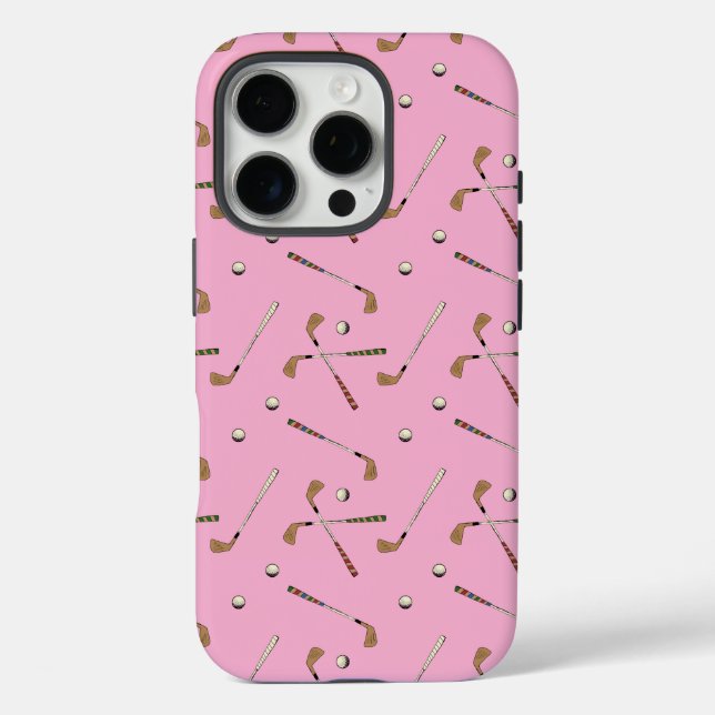 Modern Golf Golfer Club Ball Muster Rosa Case-Mate iPhone Hülle (Rückseite)