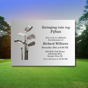 Modern Golf Sport Golf Clubs 50. Geburtstag Einladung
