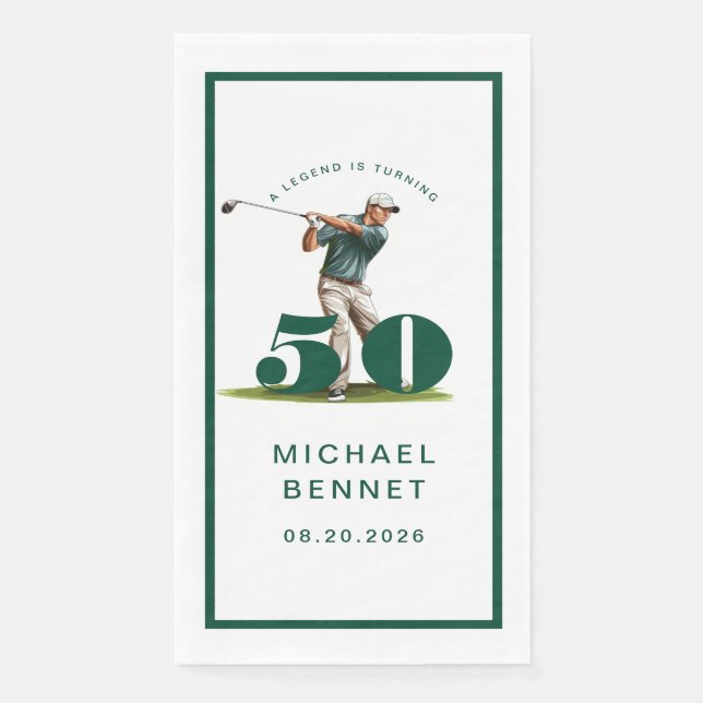 Modern Golfer 50. Geburtstag Serviette (Vorderseite)