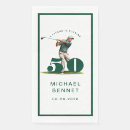 Modern Golfer 50th Birthday Serviette