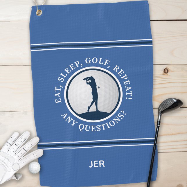 Modern Golfer Monogram Pro Sports Golf Ball Blau Golfhandtuch (Modern Golfer Monogram Pro Sports Golf Ball Blue Golf Towel)