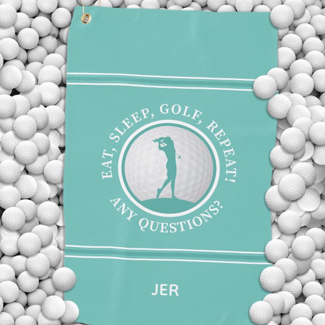 Modern Golfer Monogram Quote Sports Pro Golf Aquam Golfhandtuch (Modern Golfer Monogram Quote Sports Pro Golf Teal Golf Towel)