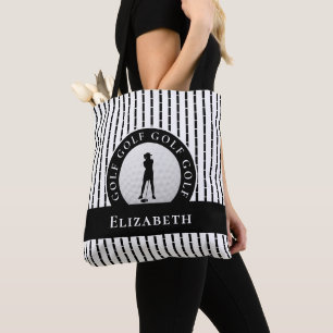 Modern Golfer Monogram Schwarz Weiß Sport-Tasche