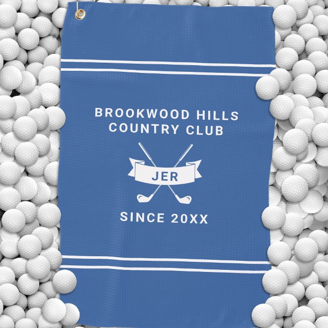 Modern Golfer Monogrammed Initials Golf Clubs Blue Golfhandtuch (Modern Golfer Monogrammed Initials Golf Clubs Blue Golf Towel)
