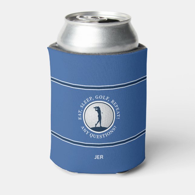Modern Golfer Women’s Monogram Personalized Blue Dosenkühler (Kanne Rückseite)