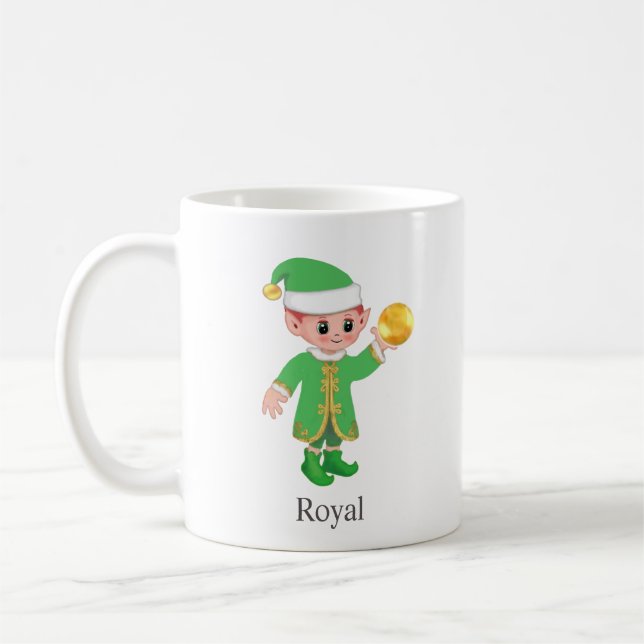 Modern Good Luck Elf with Calligraphy & Monogram Kaffeetasse (Links)