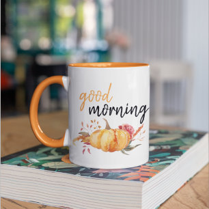 Modern Good Morning Pumpkin Zitat Zweifarbige Tasse