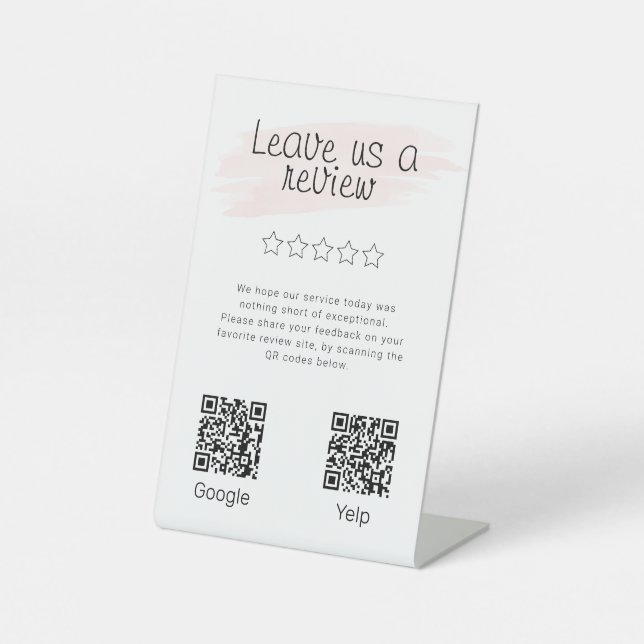 Modern Google Review 2 QR Codes Business Sockelschild (Vorderseite)
