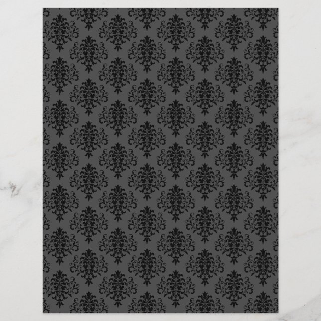 Modern Gothic Gray Black Damask Scrapbook Paper (Vorderseite)