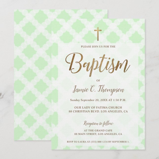 "Modern Grace" - Chic Baptism Einladung (Vorne/Hinten)