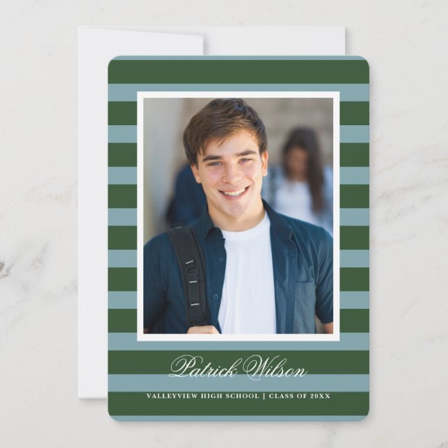 Modern Grad graduation announcement card_green Ankündigung (Vorderseite)