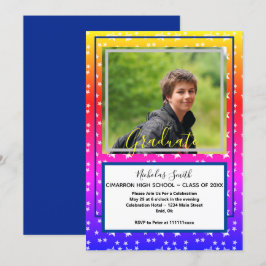 Modern Grad Stars Blue | Graduierungspartei Einladung