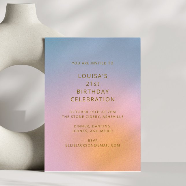 Modern Gradient Pastel 21st Birthday Celebration Einladung (Von Creator hochgeladen)
