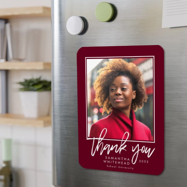 Modern Graduate 2022 Foto Burgund Vielen Dank Magnet (Von Creator hochgeladen)