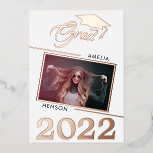 Modern Graduate 2 Foto Abschluss Rose Gold Folieneinladung