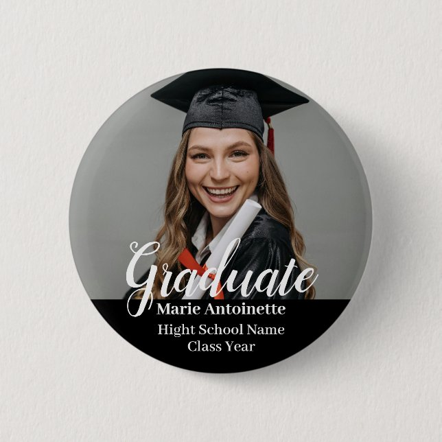 Modern Graduate Photo Class Year Graduation Button (Vorderseite)