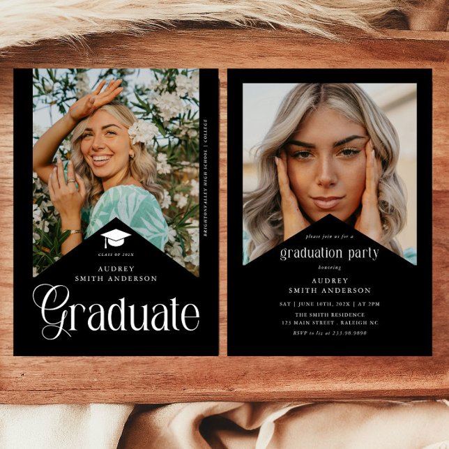 Modern Graduate Photo Graduation Party Ribbon Einladung (Von Creator hochgeladen)
