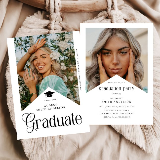 Modern Graduate Photo Graduation Party Ribbon Einladung (Von Creator hochgeladen)