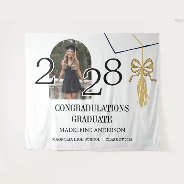 Modern Graduation Cap  and Tassel Gold Photo Wandteppich (Vorderseite (Horizontal))