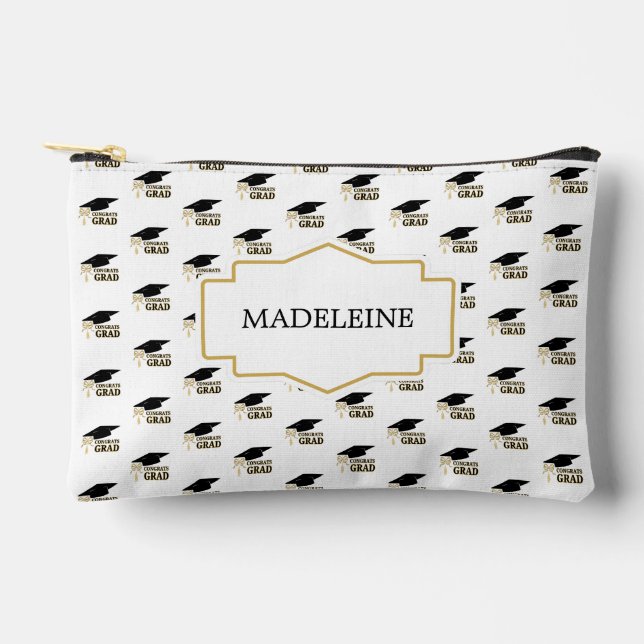 Modern Graduation Cap  and Tassel Gold Zubehörtasche (Vorderseite)